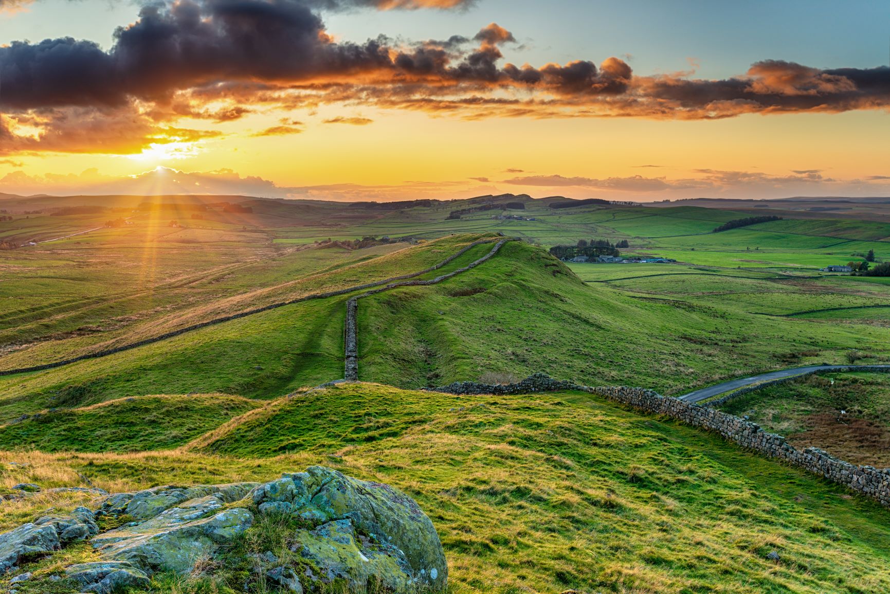Sunset over Caw Gap at Hadrian's Wall
