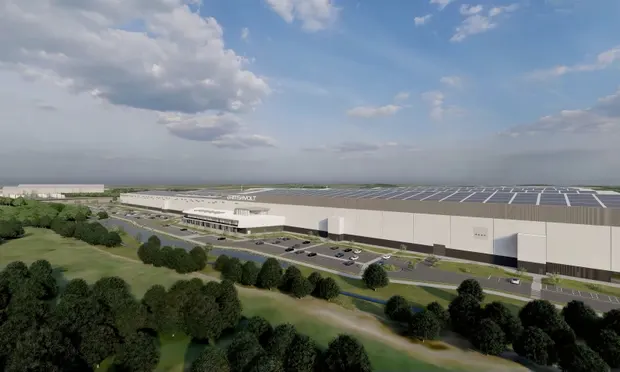 The Warwickshire testing facility will help develop the manufacturing process for the battery plant (above) planned for Cambois near Blyth in Northumberland. Photograph: Britishvolt/PA